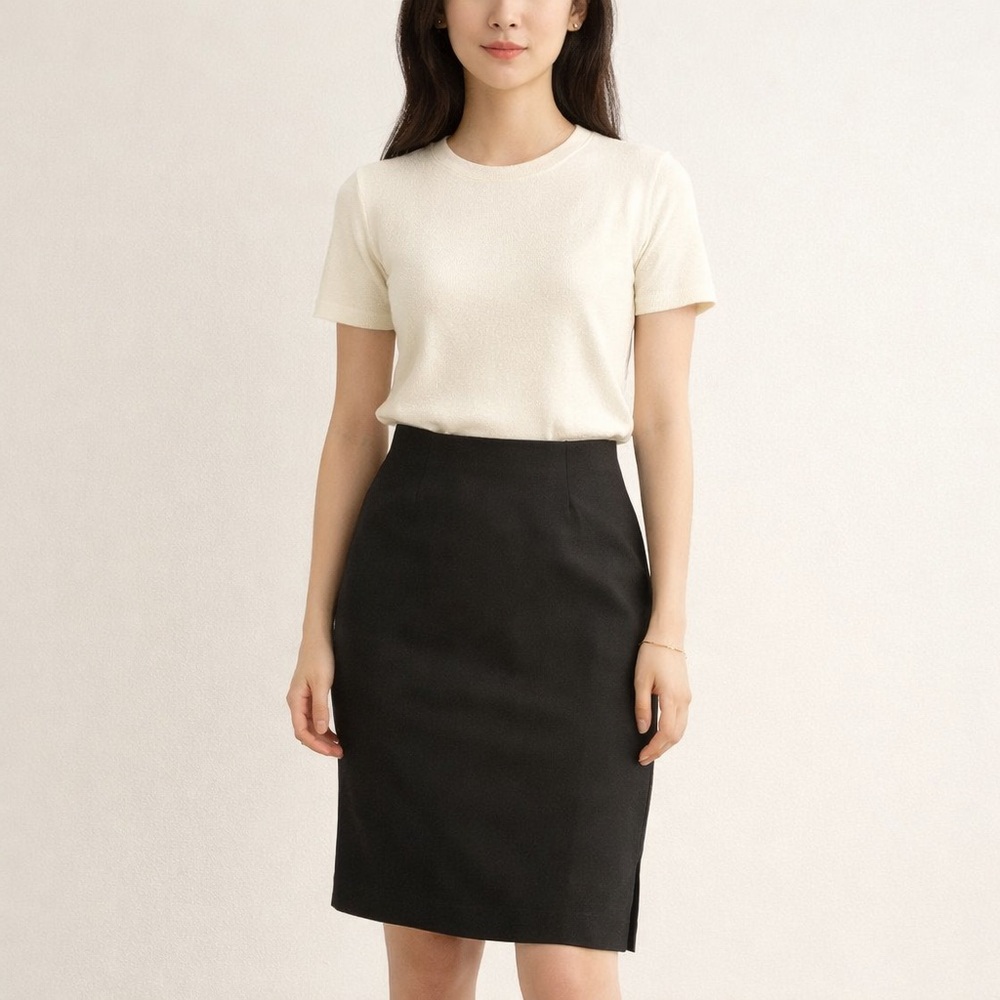 Vintage F Carriere Black Pencil Skirt Sz 30 Made in Canada High Waist 90s Office